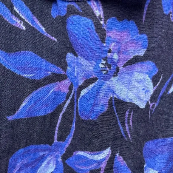 Anthropologie Floral One-Shoulder Tiered Dress Blue Plus Size 2X - Picture 7 of 11